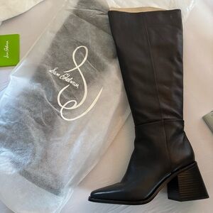 Sam Edelman Wade Ath Black Leather Knee High Athletic Fit Boots Size 7